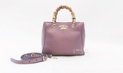 A7764 Gucci藕紫色牛皮竹節手提側背兩用mini方包 (遠麗精品 台北店)