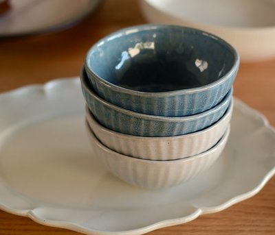 日式經典條紋米飯碗  湯碗 小碗 藍色 白色 陶瓷餐具 條紋 雪花清倉特賣 特價【小雜貨】