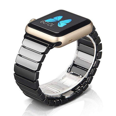 全館滿運 陶瓷錶帶 Apple Watch 44mm 40mm 42mm 38mm 蘋果手錶錶帶 不銹鋼扣 黑 白 陶瓷 一株錶帶 可開發票