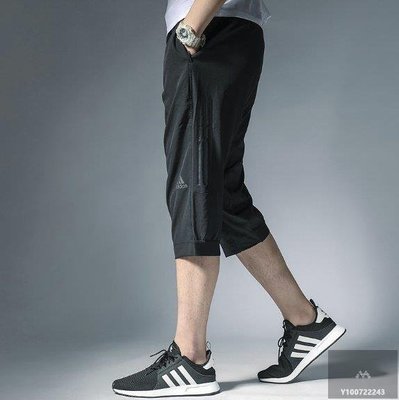 【Fashion™潮牌購】Adidas 愛迪達 七分褲  黑色  休閒褲 男 BK0982