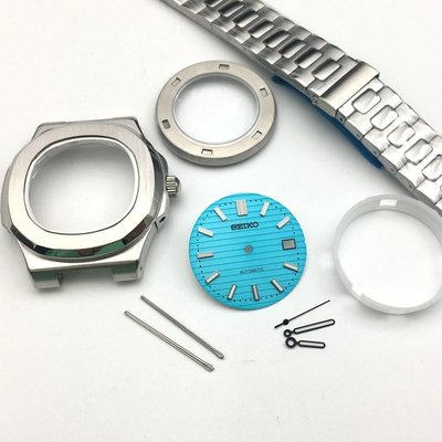 【熱賣下殺】代裝手錶配套件鸚鵡螺NH35機心改裝手錶套裝吉夫尼藍色