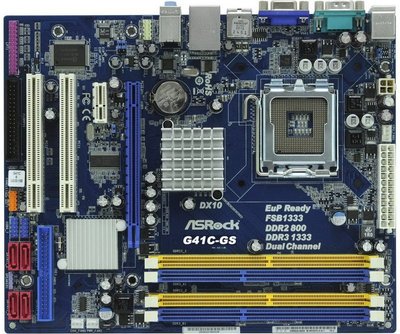 華擎 G41C-GS Combo 整合式主機板、記憶體支援DDR2、DDR3 〈禁混插〉、品相新、二手良品、附檔板
