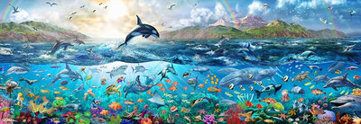1121 1000片歐洲進口拼圖 PER 繪畫動物 海洋生物 海豚 魚 珊瑚