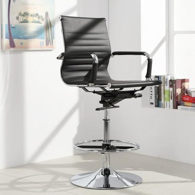 現代@皮諾時尚款低背皮面高吧椅 辦公椅 事務椅 書桌椅 化妝椅 黑【BP10A0X】