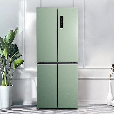 冰箱TCL408升十字對開門四門雙變頻風冷無霜節能家用彩色電冰箱復古冰櫃