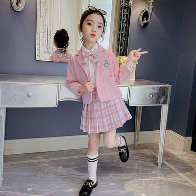 裝 女童韓版套裝全套兒童春秋裝童裝網紅JK時尚制服新款學院風12歲洋氣11女10