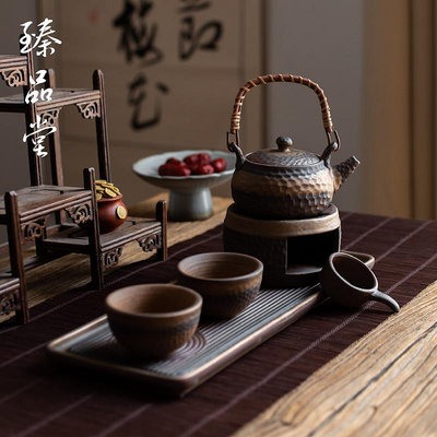 日式粗陶功夫茶具小套裝2人一壺二杯簡約茶盤 家用辦公室溫茶套裝