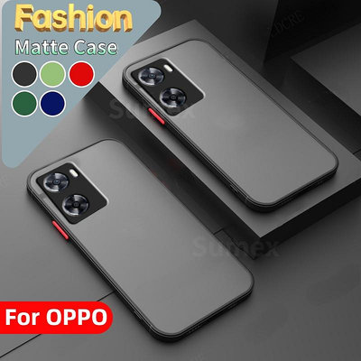 Oppo A57 4G 2022 A77 5G A 57 77 磨砂半透明保護殼的時尚手機殼57 OPPOA77 C