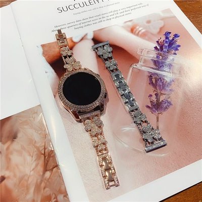 22mm三葉草錶帶華為/小米/三星/華米智慧手錶22mm通用錶帶不鏽鋼錶帶鑲鑽錶帶