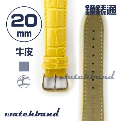 【鐘錶通】C1.40AA《霧面系列》鱷魚格紋-20mm 霧面橙黃┝手錶錶帶/皮帶/牛皮錶帶┥