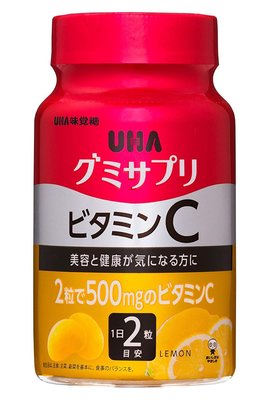 日本 UHA 味覺糖 水果軟糖 維他命C (檸檬口味) 鐵&amp;葉酸 (葡萄口味)  20日份