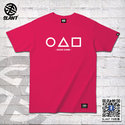 SLANT 魷魚遊戲 Squid Game 〇Δ☐符號 紅衣人符號T恤 紅衣面具人T恤魷魚遊戲T恤 符號T恤 韓劇T恤