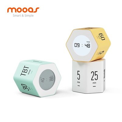 mooas 多六邊形時鐘計時器2代，數字時鐘定時器，數字時鐘定時器，背光顯示，12/24 小時模式，正數計時器