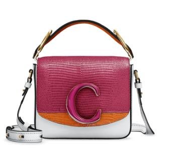 EZ Fashion 2020SS義大利進口真品Chloe'真品C mini側背包-紅/淺藍