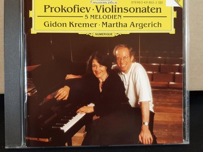 Kremer,Argerich,Prokofiev-V.s,5 Melodien克萊曼，阿格麗希，普羅柯菲夫-小提琴奏鳴曲第一&二號，5首歌調，如新。
