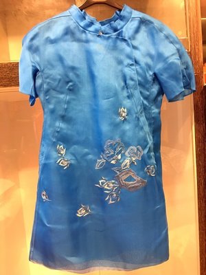 ＊金選名店＊出清價8800 Shiatzy Chen 夏姿 藍色旗袍式雪紡洋裝 40