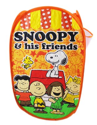【卡漫迷】 Snoopy 折疊 洗衣籃 橘色 朋友 ㊣版 史努比 史奴比 玩具收納 收納盒 置物籃 玩具箱
