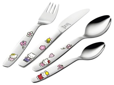 全新真品 ZWILLING 德國雙人 Hello Kitty 兒童 餐具 四件組 主餐勺 甜點勺 餐刀 餐叉 雙人牌