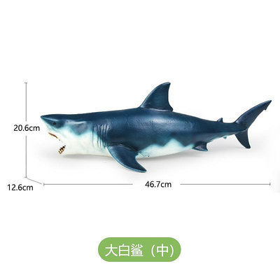 RECUR軟膠仿真大白鯊中號小號魚海洋世界生物小動物模型玩具男孩
