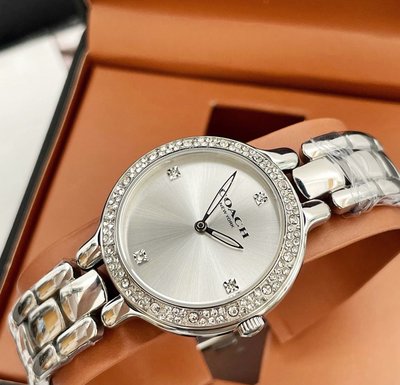 COACH Chelsea 水鑽圈 銀白色錶盤 銀色不鏽鋼錶帶 石英 女士手錶 14504124