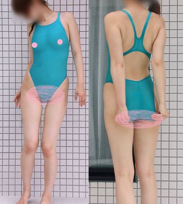 [魚無魚工作室]泳裝布料~淺藍色無內裡情趣泳裝(V052WU)(不含小褲褲)