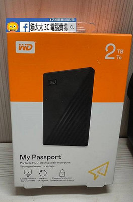 貓太太【3C電腦賣場】WD My Passport 2TB USB3.0 行動硬碟黑色