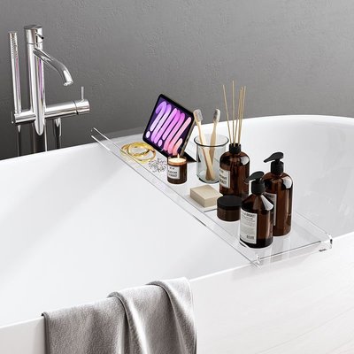 現貨熱銷-亞克力置物架浴室SPA浴缸架泡澡手機防水隔板簡約輕奢收納托盤