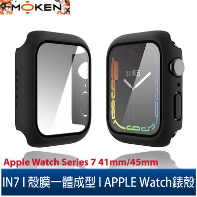 【默肯國際】 IN7 Apple Watch Series 7 手錶防摔電鍍保護殼41mm/45mm PC+鋼化膜保護殼