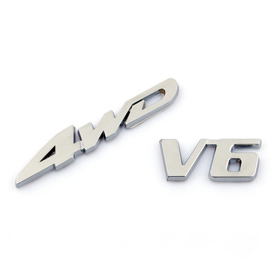 3D鉻金屬4WD汽車後備箱後擋泥板標誌徽章貼花貼紙4WD SUV V6-極限超快感