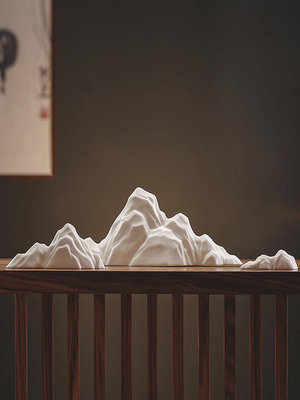 新中式陶瓷假山擺件現代簡約玄關客廳電視柜臥室書房家居軟裝飾品淺語微微笑