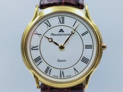【發條盒子H5694】Maurice Lacroix 艾美 羅馬白面 鍍金石英 經典皮帶錶款
