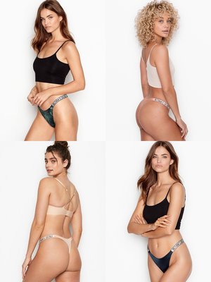 【iBuy瘋美國】全新正品 Victoria's Secret 維多利亞的秘密 滑面水鑽LOGO性感丁字褲 現貨XS~L