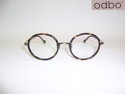 光寶眼鏡城(台南)odbo(Japan) 復古圓款眼鏡純鈦塑版料複合面+消光古銅色純鈦1530 c14