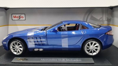 【統一】Maista《Mercedes-Benz：SLR McLaren／藍色》金屬合金車.鐵殼車.靜態汽車1: 18【缺貨】