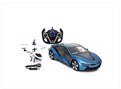 窩美汽車模型 星輝車模bmwI8授權遙控車飛機組合套裝高檔兒童玩具汽車飛機系列