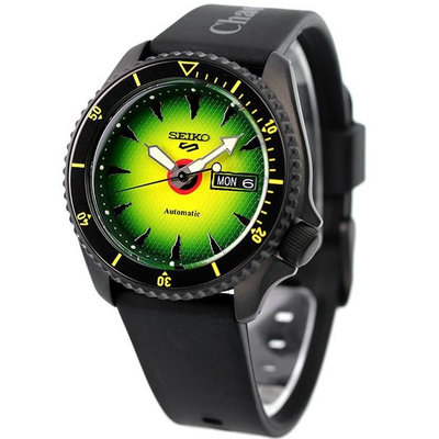 預購 SEIKO SEIKO 5 SBSA171 精工錶 5號 機械錶 42.5mm 黃綠色漸層面盤 矽膠錶帶 Chaos Fishing Club限量聯名