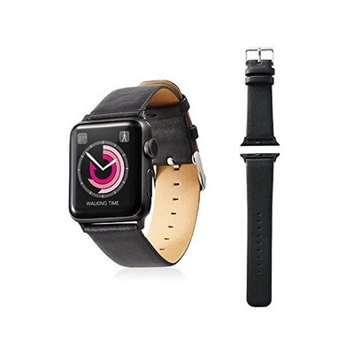 熱賣 日本直郵ELECOM Apple Watch 表帶 38mm 軟皮 扁方型 黑色