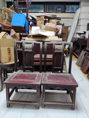 【二手】老的櫸木椅子一對 老物件 雜件 老貨【伊人閣】-645