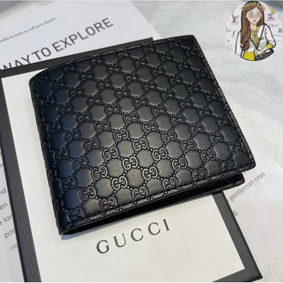 Shaw二手GUCCI 經典Guccissima GG壓紋零錢袋摺疊短夾 544472 BMJ1N 1000