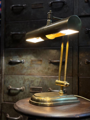 英國🇬🇧全銅製 雙燈泡 銀行燈 sold