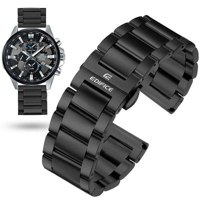 卡西歐鋼帶手錶帶  男EFR-303L EQB-501 EFS-S500黑色精鋼錶鍊22