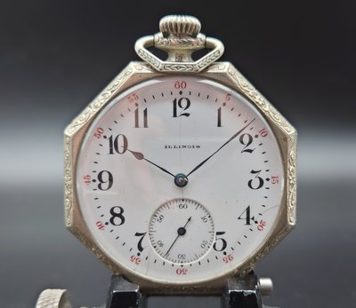 1907年 ILLINOIS 15石 雕花錶殼 古董懷錶