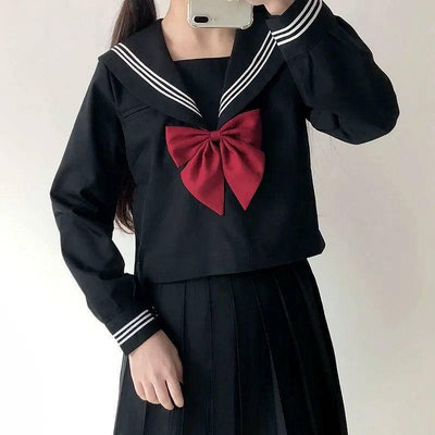 日系JK制服正統黑三本水手服女學生裙子韓版學院風校服套裝裙