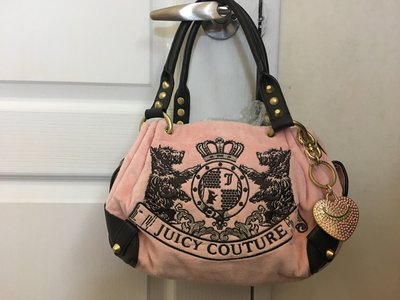Annie美國代購小舖~全新真品Juicy Couture 粉色蘇格蘭犬法蘭絲絨手提/肩背包(含運3850)