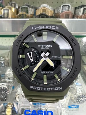 【金台鐘錶】CASIO卡西歐 G-SHOCK 超人氣的八角錶殼設計 農家橡樹 (軍綠) GA-2110SU-3A