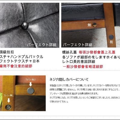 沙發組裝好【179購物中心】日式懷舊百年經典復古沙發-雙人沙發116cm-兩人座皮沙發破盤價$4500-黑色-售完