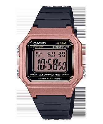 【CASIO 專賣】W-217HM-5A 外觀為復古的方型設計搭配大型的液晶錶面讓時間與日期更易閱讀