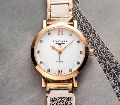 二手全新浪琴手錶開創者系列超薄瑰麗石英心腕錶L2.821.4.116 直徑30mm厚8m