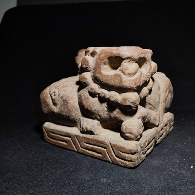雙獅石雕擺件陜北特色，雙獅獅子，類似玉器里面的雙獾造型，敦實4956