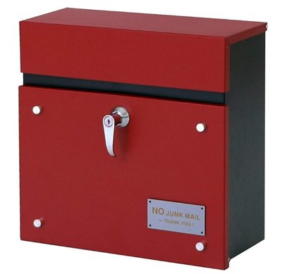日本進口 好品質大容量歐式綠色紅色壁掛式信箱郵筒信件收納箱收納盒鋼鐵信箱可鎖建議箱意見箱送禮 6370c